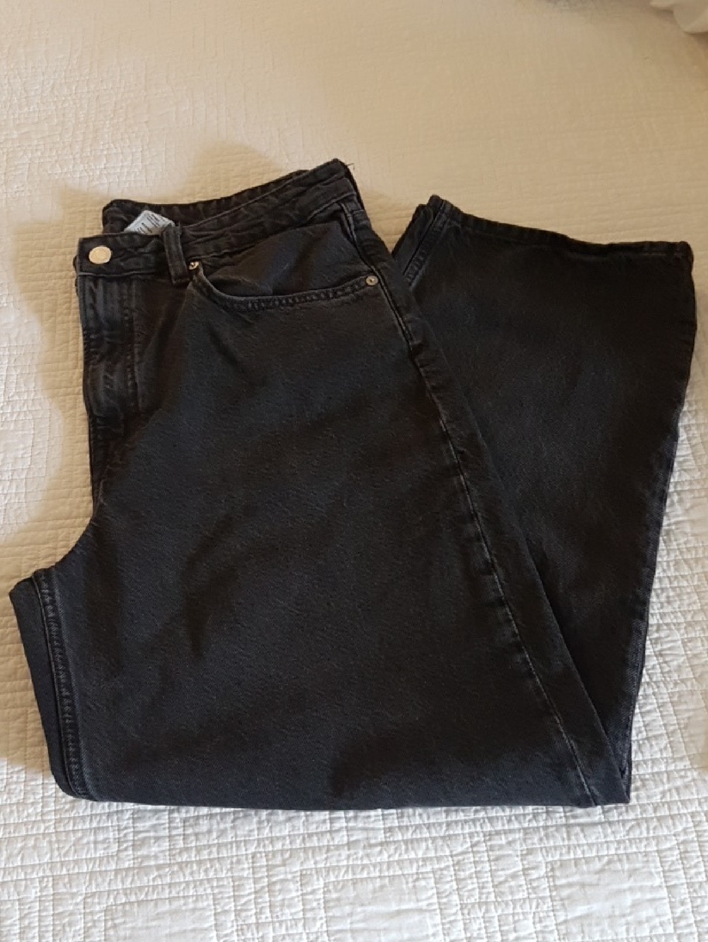 H&M Black Denim Super Baggy High-Waist Wide Leg Jeans.
